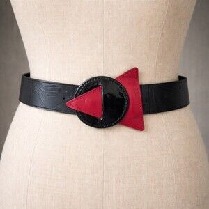 Vintage 80s That’s Me! Memphis Group Style Geometric Leather Belt size Medium